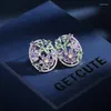 Boucles d'oreilles pendantes en argent S925, Design de Niche à aiguille, fleurs violettes, brocart fleuri, bijoux cadeau de mariage