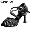 Dance Shoes CINMIDY Latin Dance Shoes Tango Ballroom Dance Shoes Ladies High Heels Soft Sole Women Sandals Wedding Shoes Women 230328