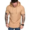 T-shirt da uomo 2023 Estate Uomo T-shirt con cappuccio Casual Solido allentato Top Hip Hop Streetwear Manica corta Abbigliamento sportivo maschile