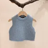 Weste Kleinkind Baby Mädchen Strickweste Frühling Herbst Solide Ärmellos Pullover Top für Kleinkinder Baumwolle Mode Kinderkleidung Jungen Kostüme 230329