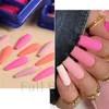 Falska naglar 100st/låda Fake Press On Pure Color Nail Tips Matt Pink Shade Gel Polish Acrylic Manicure French Tool Jims01-10