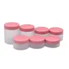 PET Botella recargable Tapa de plástico rosa Frascos de crema para ojos esmerilados vacíos Envase de envases cosméticos Cuidado de la piel portátil Crema facial Potes 50G 80G 100G 120G 150G 200G 250G