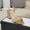 2023 scarpe da donna di design di lusso Sandali con tacco alto Moda classica in pelle da donna Scarpe da ballo tacchi sexy Pelle scamosciata Lady Fibbia per cintura in metallo Tacco spesso Scarpe da donna con scatola