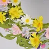 Decoratieve bloemen Daisy krans 17 "kunstmatige lente zomer voor voordeur muur raam thuis bruiloft festival feestdecoratie