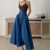 Rokken vintage hoge taille grote swing denim vrouwen jupe y2k rok midi long pocket faldas mujer streetwear sexy jeans