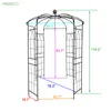 Gartenlaube aus Metall, Eisen, Durchmesser 81,3 Zoll x 114,2 Zoll, hoher Kraflo-Pavillon, Vogelkäfig-Form, Pergola-Pavillon für Hochzeitszeremonie im Freien, schwarz