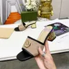 2023 New luxury Women's High Heel Slippers Designer Leather Fashion Sexy Embroidered Summer Chunky Heel Sandals 6.5cm With Box brand shoes