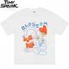 Męskie tshirty Hip Hop Streetwear Tshirt Harajuku Blossom Print T Shirt Men Summer Short Sleeve Tshirt Floral Zielone Białe Tops Tees 230329