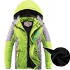ジャケット冬の暖かいフリースパッド濃厚な子供コート防水コントラスト取り外し可能なフードジッパーガールズボーイズキッズ衣装3 12年230329
