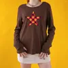 T-shirts pour femmes Fashion Vintage Women T-shirt 2000s Aesthetic Star Print Plaid Pull Topsy Clothes