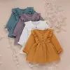 女の子のドレスma baby 6m5y幼児幼児用幼児ドレスフリルボタン長い袖の夏の服230329