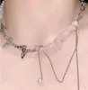 Naszyjniki wiszące Y2K biżuteria Nieregularny kamienny naszyjnik motyla dla kobiet moda vintage geometryczne szwy koreański urok 90S estetyka