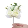 Fleurs décoratives 5 pc mariage broche en soie pour demoiselle d'honneur garçons d'honneur Unique parure personnelle diamant artificiel Rose Corsage