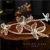 Hårklämmor Barrettes Mesh Farterfly Form Double Pearl HairBand Bride Wedding Dress Sweet Crown With Makeup Headbonad Super Fairyhair