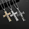Pendentif Colliers En Acier Inoxydable Jésus Croix Collier Pour Hommes Femmes Christian Bijoux Religieux Amulette Cadeau