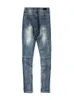 Jeans da uomo Moda High Street Wear Cerniera Divisa Decorata Lavata Bianca Slim Fit Skinny da uomo Y2K Retro Matita per uomo