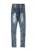 Mäns jeans mode high street wear blixtlås split dekorerad tvättad vit smal passande mager mäns y2k retro blyerts för män