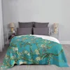 Dekens van Gogh Oil Painting Art Deken Deken Flanel Decoratie Almondbloesems Vincent Portable Home Bed -Spread 230329