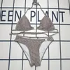 Kvinnlig Patchwork Bikiniset Textil Dam Baddräkt med hög midja Rygglös simväst Strand Surfing Badkläder