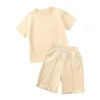 Sommer-Säuglingskind-Kurzschluss-Kleidungs-Satz für Mädchen-Jungen-Kleidungs-leere Ausstattungs-Kurzhülse Spitzenkurzschlüsse 2pcs / set Kleinkind-Klage-Boutique-Kind-Kleidung M4284