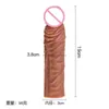 Adult Products Realistic Penis Sleeve Extender Reusable Silicone Enlarger Sheath Delay Ejaculation for Men 19cm