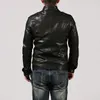 Beckham style chasse cuir hommes col montant multi-poches moto mouton veste en cuir 1924 angleterre drapeau