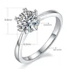 Elegante klassische echte 925 Sterling Silber Fingerringe Schmuck Kristall Kubikzircone 1ct Moissanit Ring 6 Krallen Frauen Hochzeit Anillos kostenloser Versand M01A