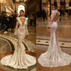 Robes de mariée luxueuses sirène dentelle Illusion Appliques robe de mariée sur mesure perles broderie robes de mariée