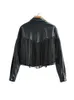 Damesleer Faux Leather Ftlzz Autumn Tassel Rivet Artificial Leather Short Jacket Women's Loose Motorcycle Soft PU Lederen jas enkele borst 230329