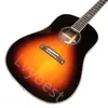 Lvybest Custom 41 Inch Solid Spruce Top Rosewood Back Side Herringbone Binding Acoustic Guitar in Sunburst Color