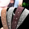 Luxus-Kristall-glänzende volle Strass-Stirnband-Silber-Farben-Haarband-Samt-Kopfbedeckung für Frauen-Haar-Zusatz-Schmuck-Geschenke