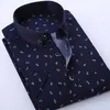 Camicie casual da uomo Camicia a maniche corte con stampa primavera estate da uomo nuova Stampa per camicia casual da uomo giovane e di mezza età Blu Viola Howdfeo W0328