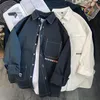 Casual shirts heren heren met lange mouwen los passende Japanse zomer hiphop shirt heren voor casual stadjongen voorjaar herfst brief geprinten geprefabriceerd shirt 230412