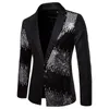 Herenpakken blazers stijl glanzende zwart pailletten glitter pak lagen mannen slanke fit single button blazer jacket heren feest podium zangeres blazer S-2XL 230329