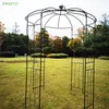 Metal Garden Arch Iron Garden Arbours Dia 81.3'' x 114.2'' High Kraflo Gazebo Birdcage Shape Pergola Pavilion for Wedding Ceremony Outdoor Black