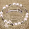 Strand Natural 9-10mm Perle Blanche Perles Bracelet Bracelet Pour Femmes Entretoises Couleur Argent Factory Outlet Bijoux 7.5 pouces B3094