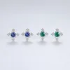 Geometric Design Micro-set Colour Gemstone s925 Silver Stud Earrings European Retro Sexy Charming Women Earrings Luxury Exquisite Jewelry Gifts
