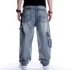 Heren jeans hiphop jeans mannen zijkant zakken denim overalls heren spijkerbroek broek harem heren jeans baggy losse fit mannelijke jeans 230329