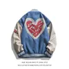 Kvinnorjackor ly anlände Autumn Spring Par Heart Foam Print Women's Super Large Baseball Jacket Unisex Men's Bomber Jacket School Team Retro 230329