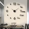 Relógios de parede 3D Número do espelho adesivos de relógio de parede 40 cm Design moderno Relógios digitais de parede digital para arte de arte de arte em casa Relógio de decoração 230329