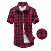 Men's Casual Shirts Red And Black Plaid Shirt Men Shirts Summer Fashion Chemise Homme Mens Checkered Shirts Short Sleeve Shirt Men Blouse 230329