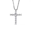 Pendant Necklaces Delicate Crystal Heart Cross For Women Shiny CZ Fine Anniversary Gift Fashion Versatile Female Necklace