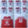 スパルタンバーグデイバスケットボール12ザイオンウィリアムソンジャージーハイスクール大学シャツオールステッチチームカラーレッドホワイトスポーツファンのための通気性マンNCAA