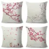 Pillow Watercolor Pink Peach Blossom Cover Decor Cartoon Plant Tree Case For Sofa Home Car Polyester Pillowcase 45x45cm