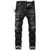 Heren jeans zwart Jeans voor heren rechte elastische broek borduurwerk mode broek streetwear stijl met gebroken gat herenkleding maat 28 tot 38 luxe broek