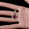 Pendant Necklaces KONGMOON 7x9mm Pear Red CZ Black Cherry Fire Opal Silver Plated Jewelry For Women Necklace