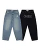 Mens Jeans Street Retro Hip Hop Protect Print Trend Fashion Black Highwaist Y2K Men Oversimase Baggy Casual Wide Leg Pants 230329