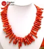 Choker Qingmos Genuine Natural Coral Necklace For Women With Red 8 40mm Branch Shape 20" Chokers Fine Jewelry Nec5533