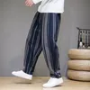 Pantalons pour hommes 2023 Hommes Joggers Coton Lin Side Stripe Hommes Harem Pantalon Vintage Cordon Casual Male Harajuku Streetwear 4XL 230329