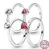 925 Silver Women Fit Pandora Ring Original Heart Crown Fashion Rings Light Luxury Zircon Classic Love Heart Women